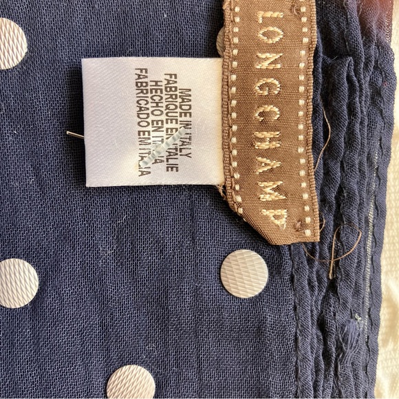 Longchamp Dark Blue Scarf Made in Italy - Picture 8 of 9